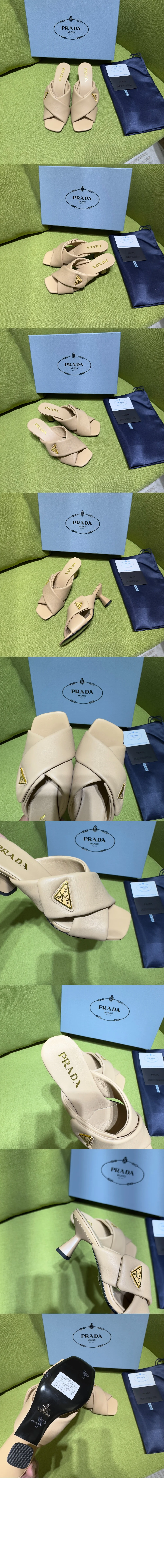 패딩 나파 가죽 샌들 굽6.5cm (3color) 상세