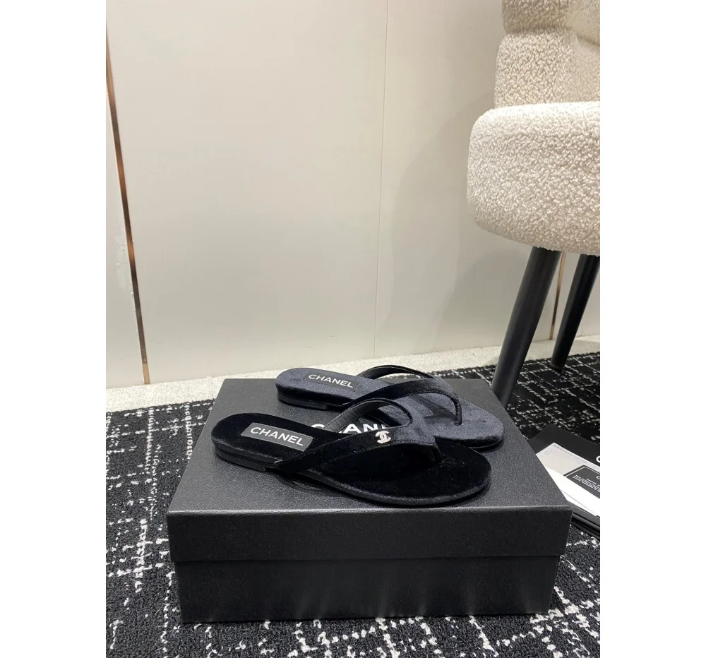 로고 벨벳 슬리퍼 쪼리 상세