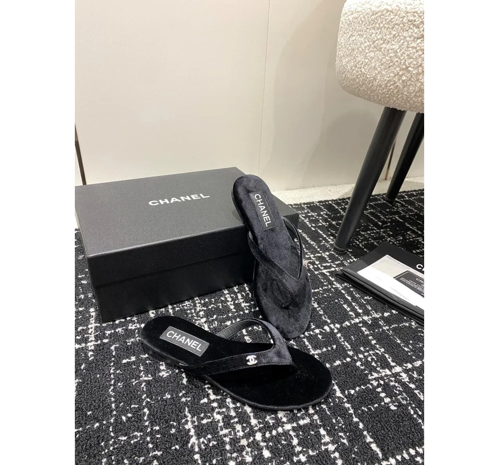 로고 벨벳 슬리퍼 쪼리 상세