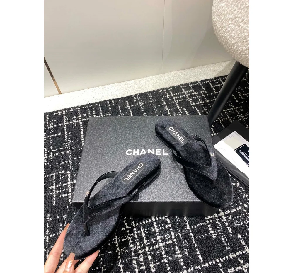 로고 벨벳 슬리퍼 쪼리 상세