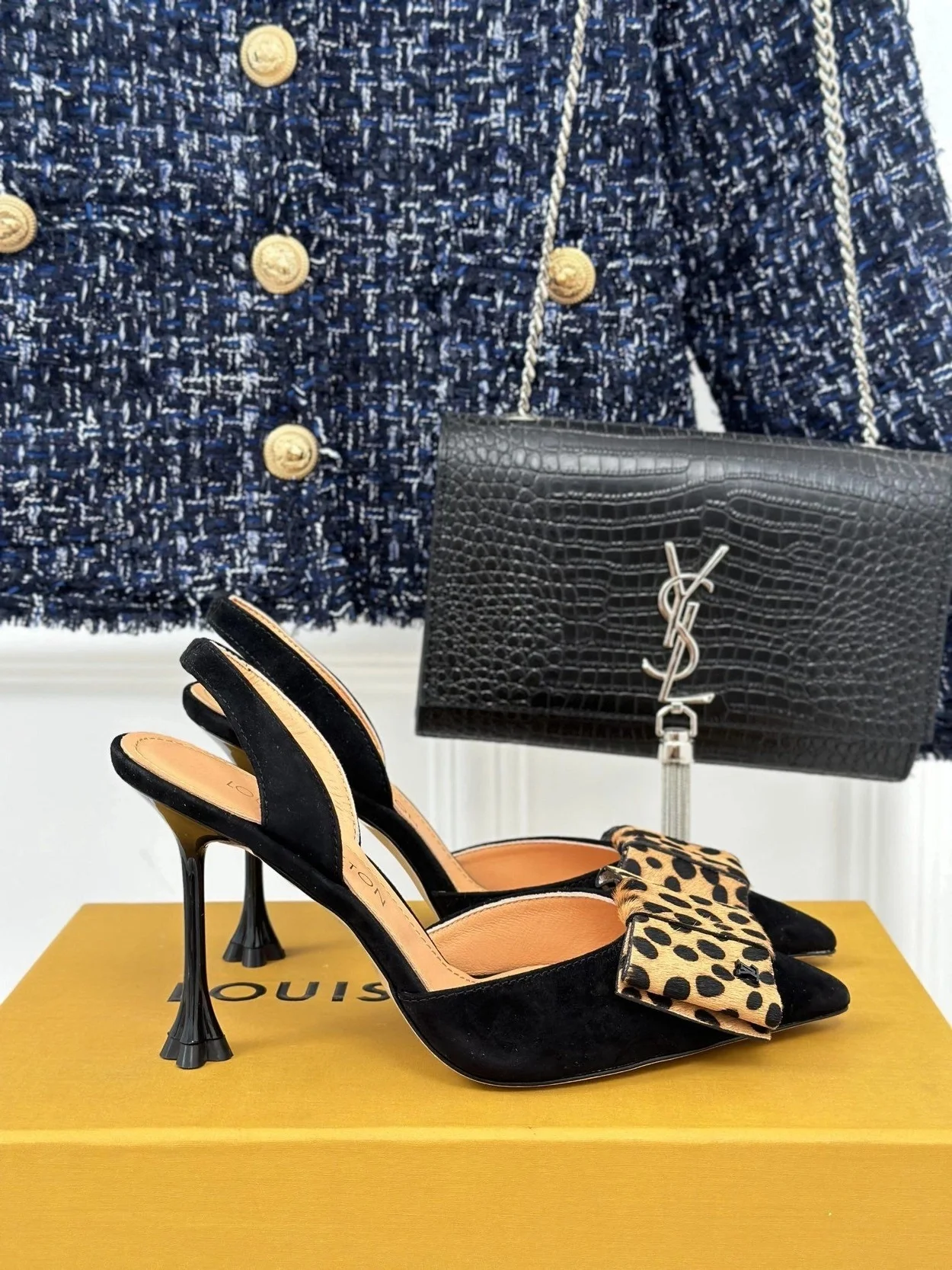 리본 블라썸 슬링백 펌프스 블랙 상세