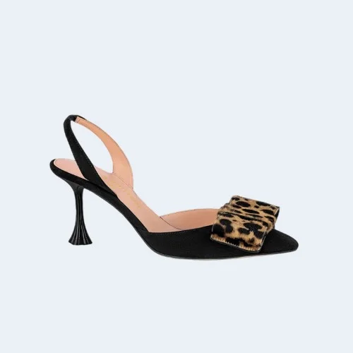 리본 블라썸 슬링백 펌프스 블랙