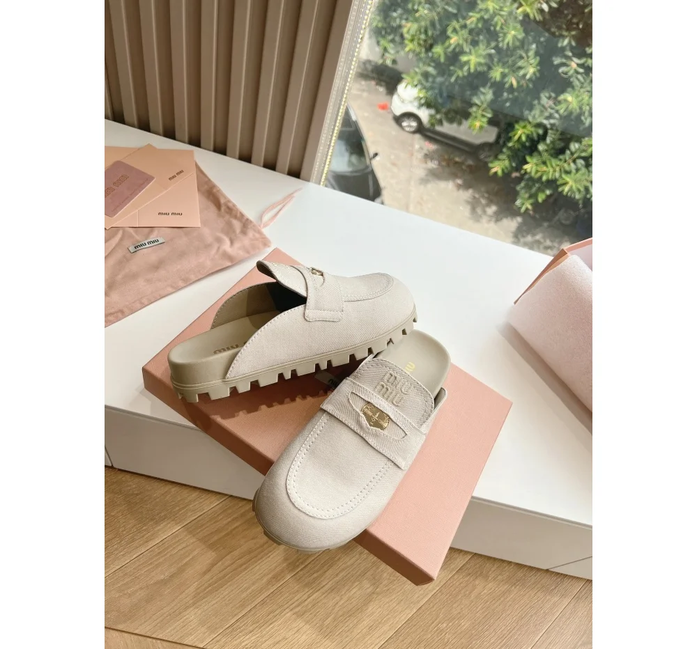 캔버스 데님 뮬 슬리퍼 슬립온 상세