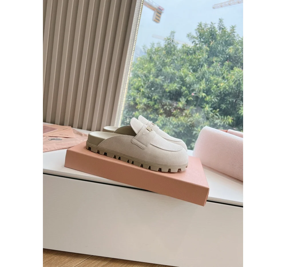 캔버스 데님 뮬 슬리퍼 슬립온 상세