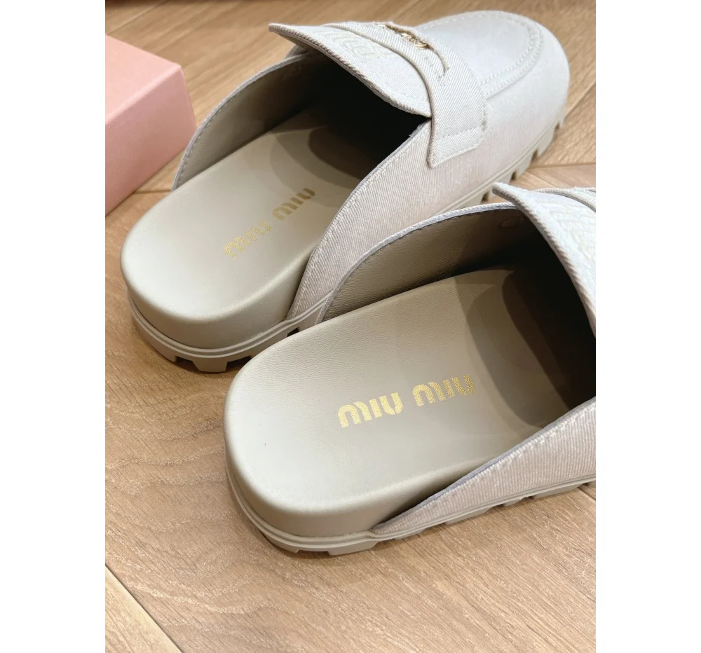 캔버스 데님 뮬 슬리퍼 슬립온 상세