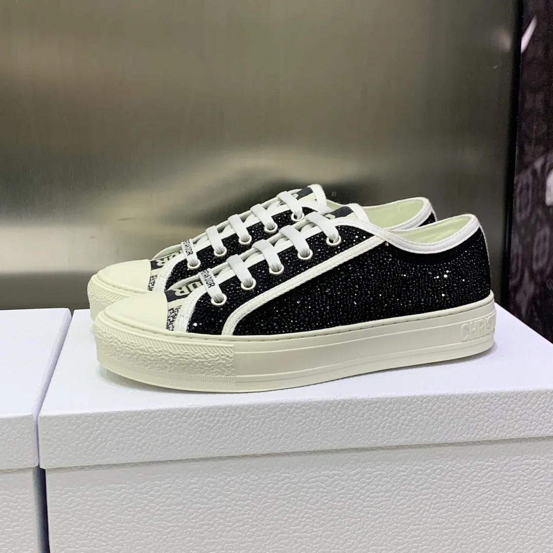 스니커즈 블랙 스트라스 코튼 자수 상세