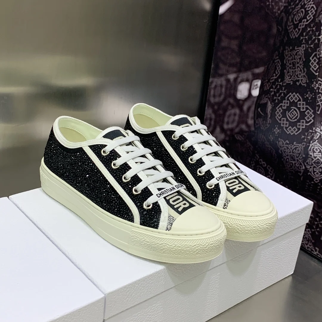 스니커즈 블랙 스트라스 코튼 자수 상세