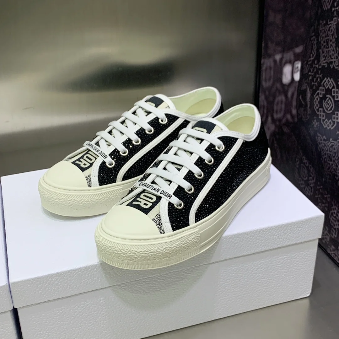 스니커즈 블랙 스트라스 코튼 자수 상세