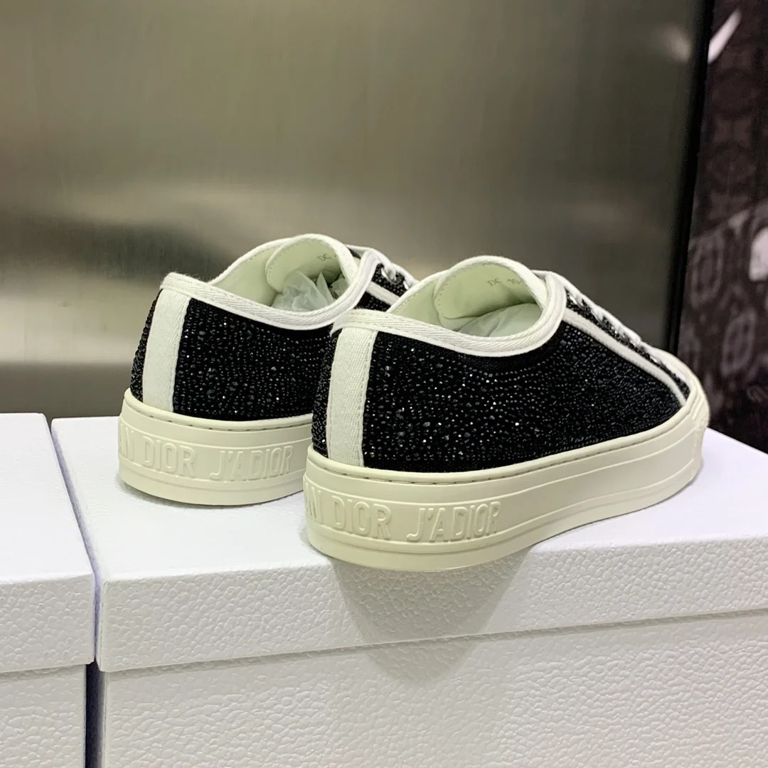 스니커즈 블랙 스트라스 코튼 자수 상세