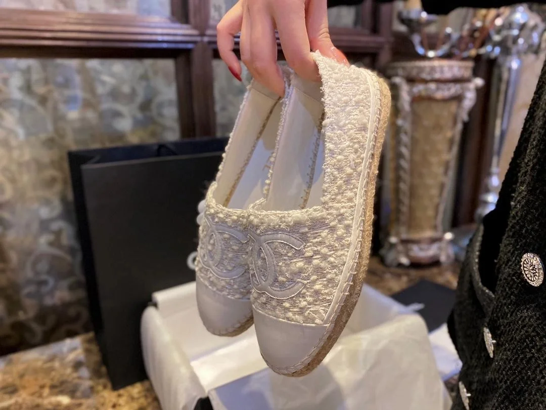 트위드 CC Espadrille 크림 상세