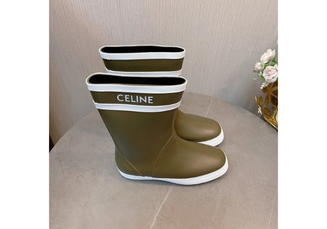 퐁 플랫 하프 레인부츠