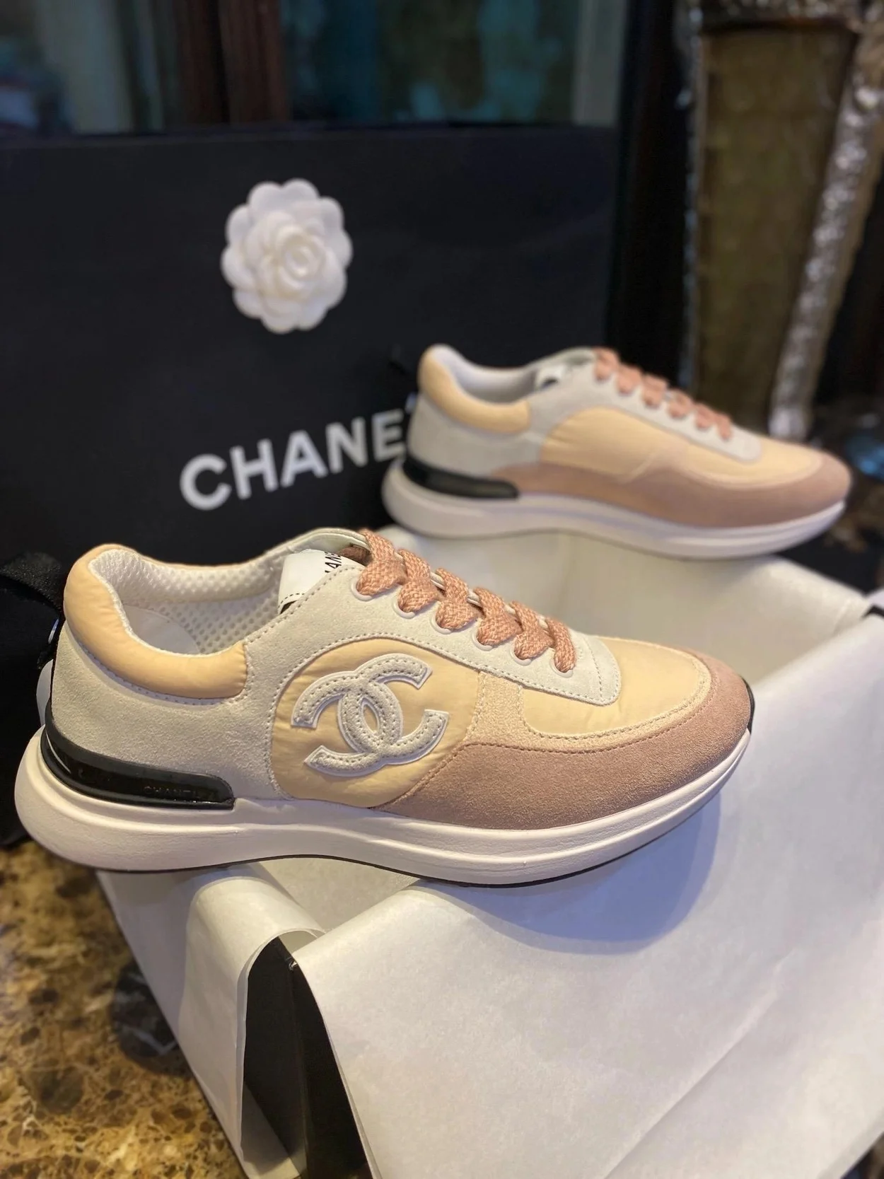 스니커즈 트레이너 플랫 핑크 상세