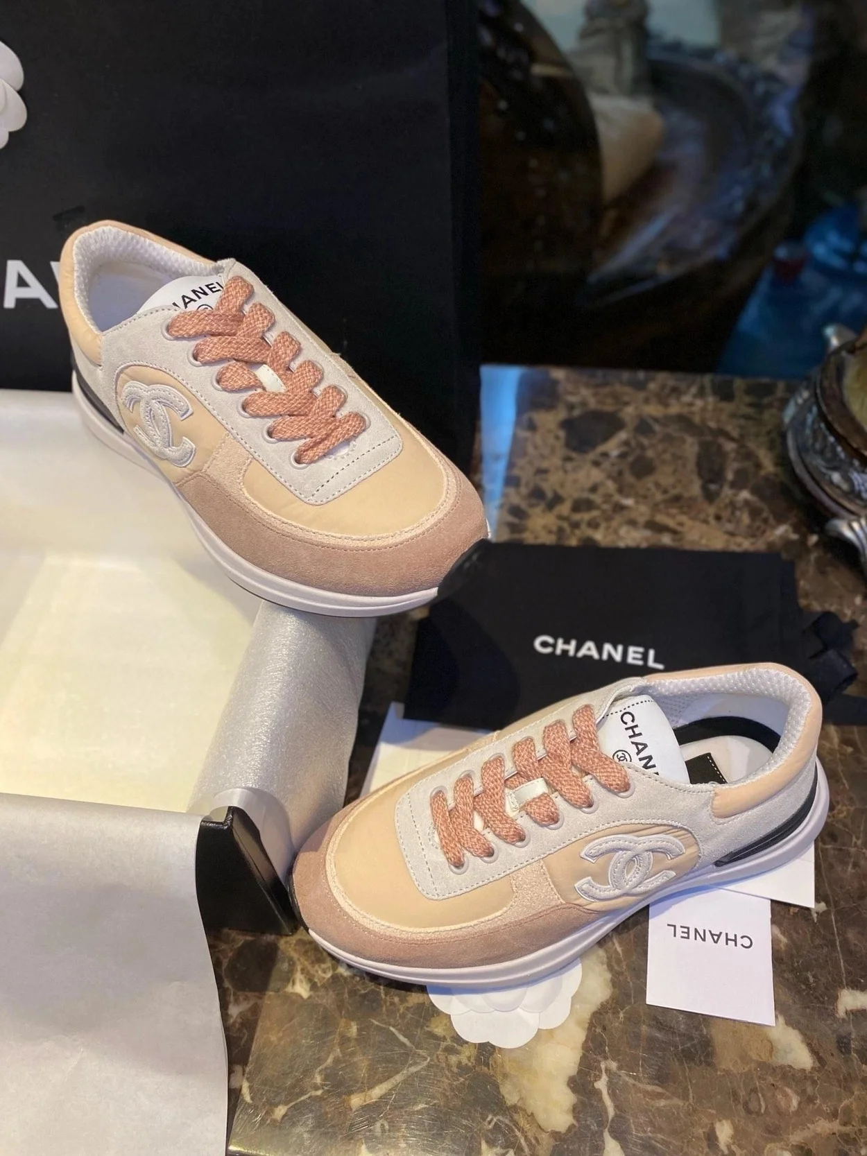 스니커즈 트레이너 플랫 핑크 상세