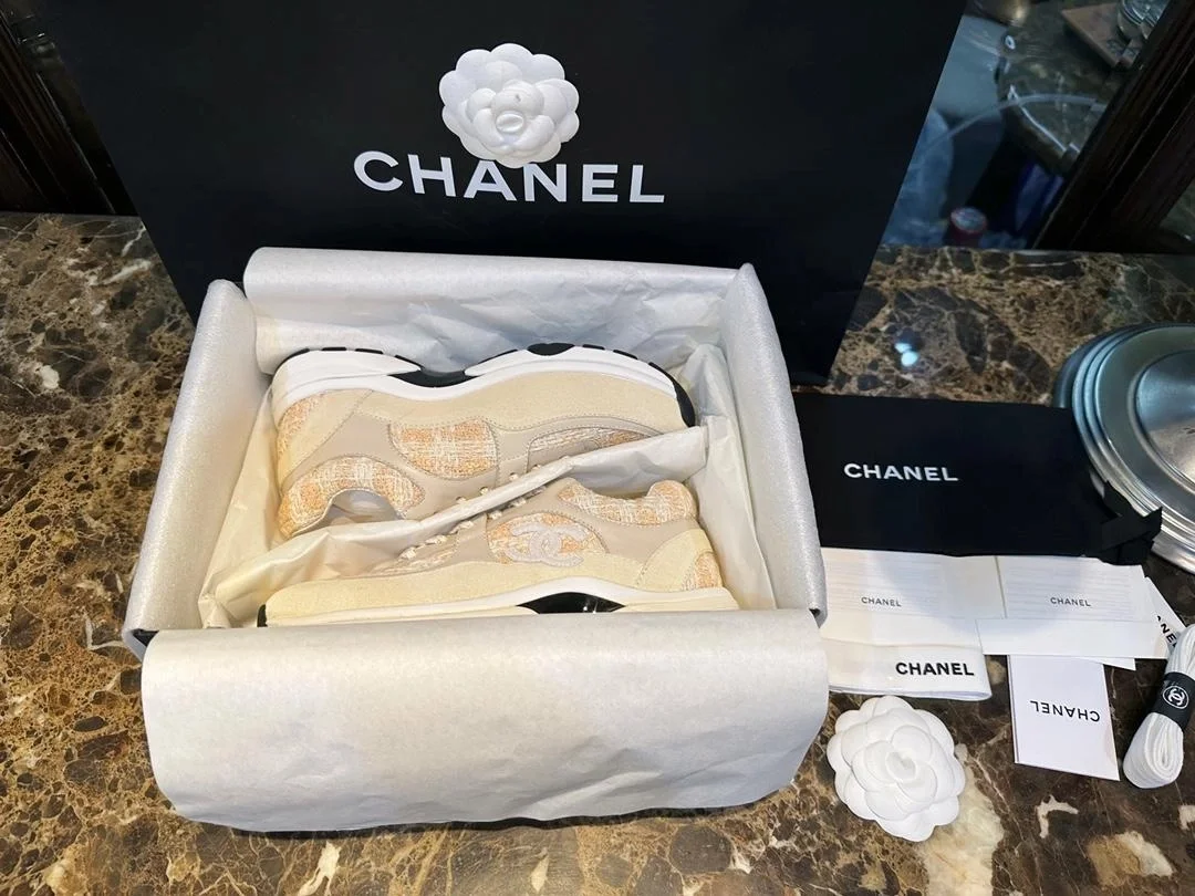 로고 트위드 스니커즈 오렌지 상세