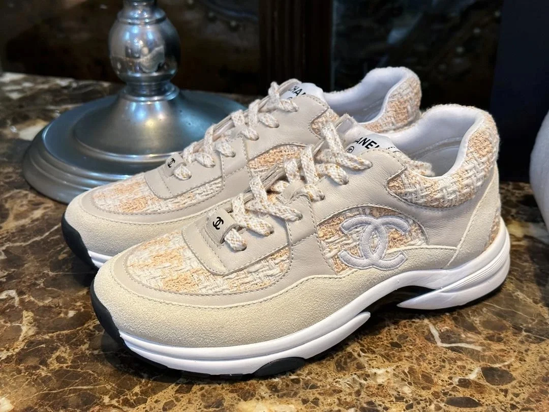 로고 트위드 스니커즈 오렌지 상세