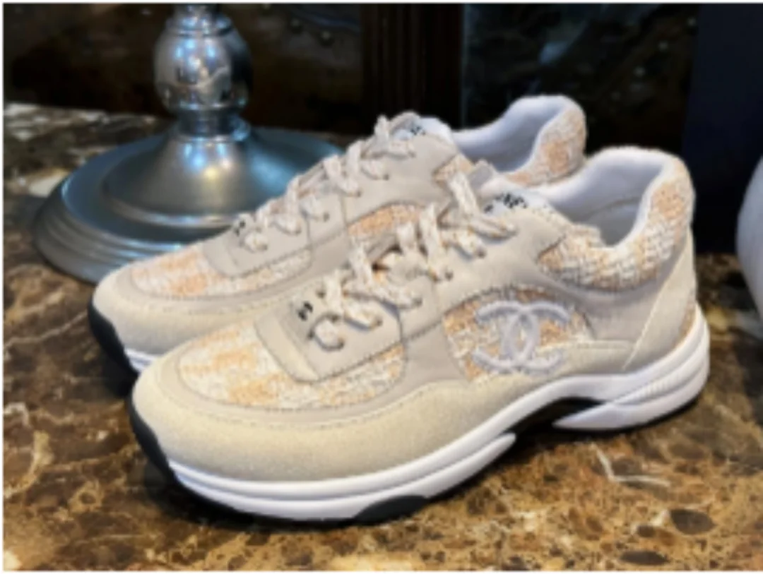 로고 트위드 스니커즈 오렌지