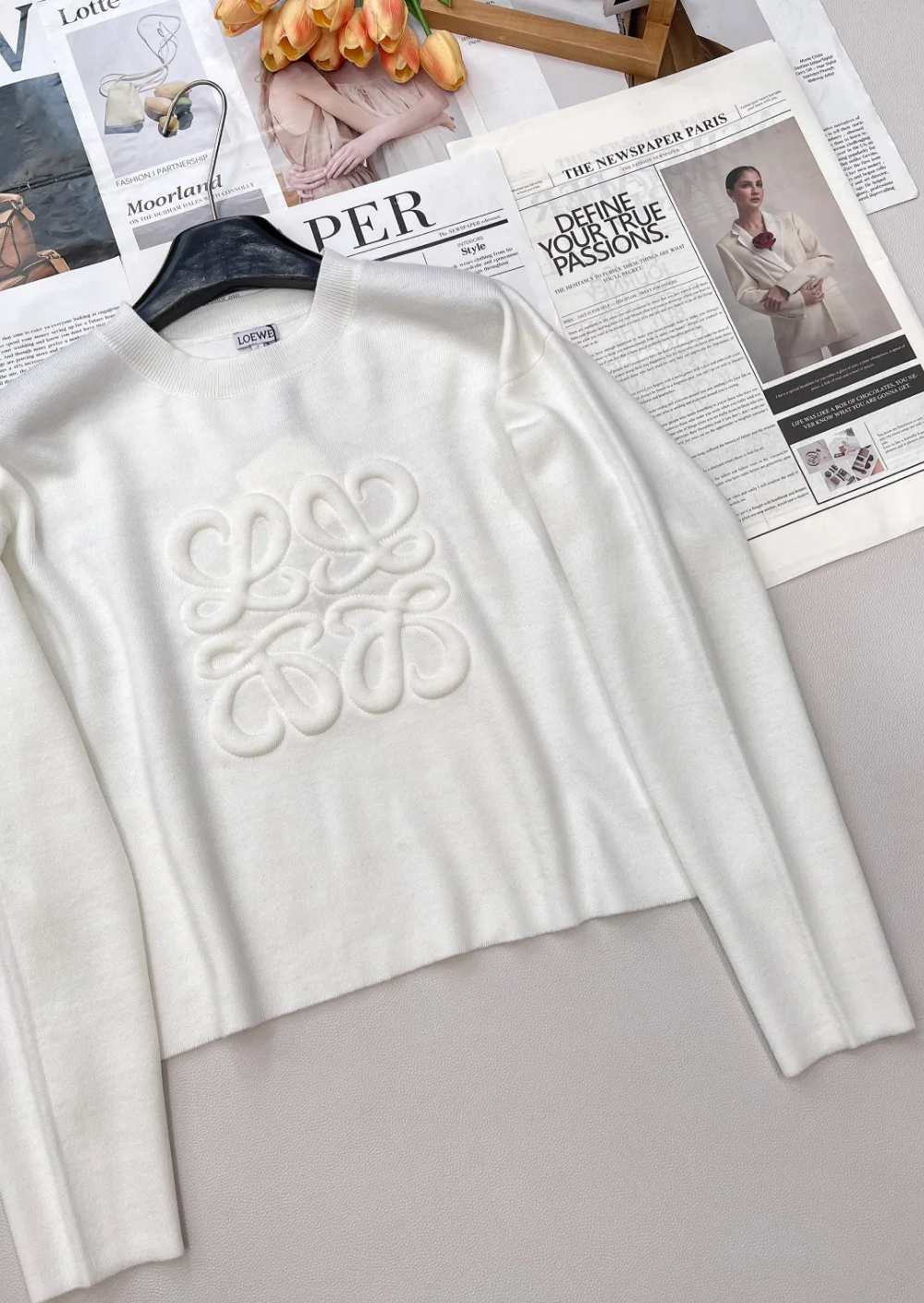 아나그램 크롭 긴팔 니트 (2color) 상세