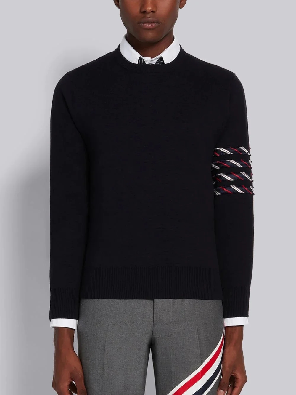 남성 카무플라주 4바 니트 크루넥 스웨터 (2color) 상세