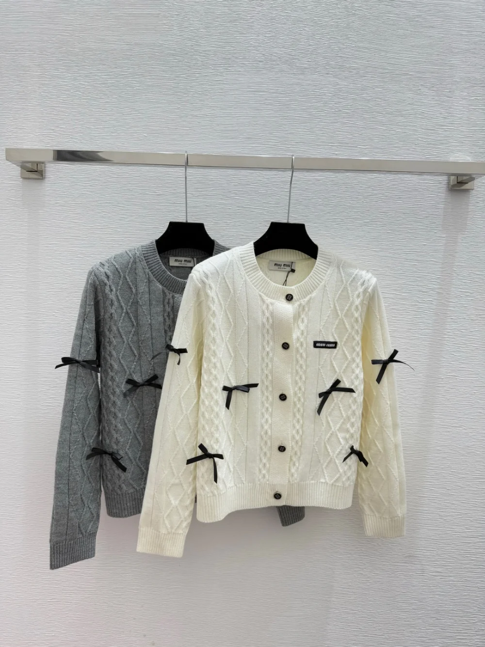 리본 니트 가디건(2color)