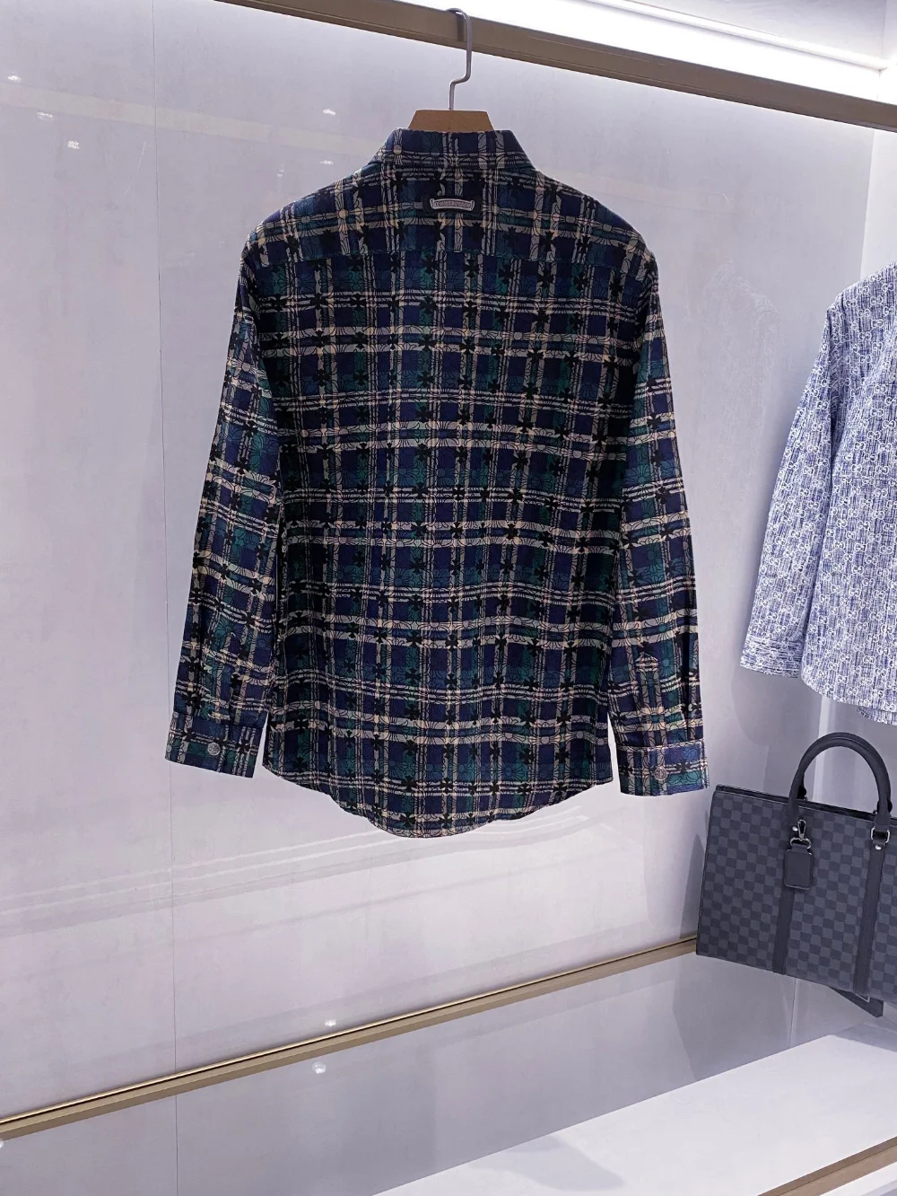 남성 크롬 체크 긴팔 셔츠 상세