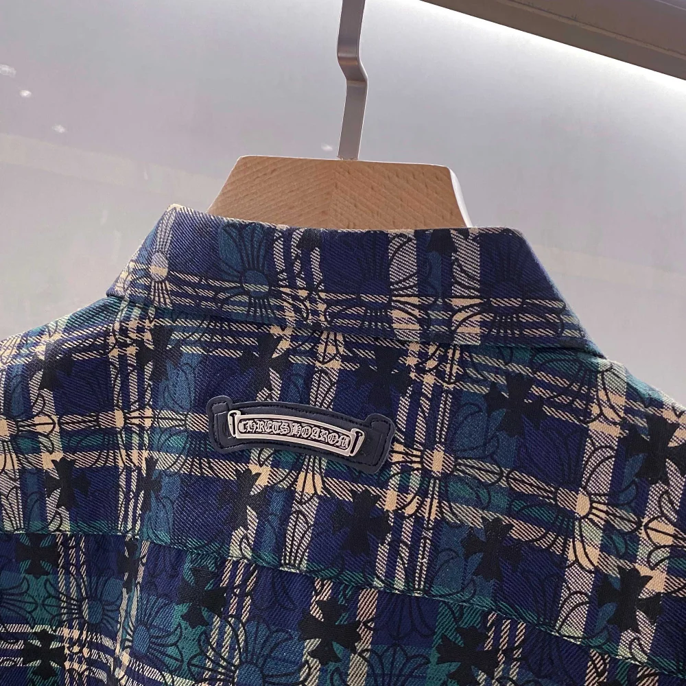 남성 크롬 체크 긴팔 셔츠 상세