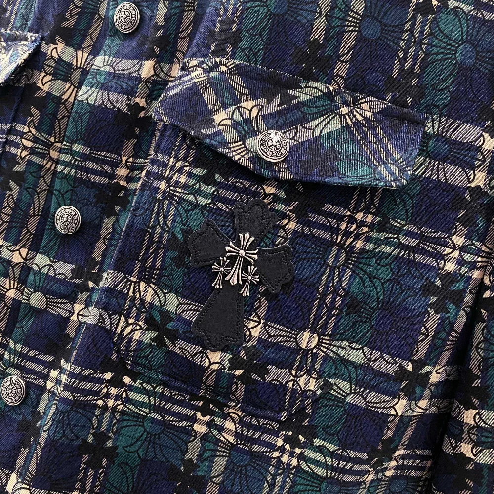 남성 크롬 체크 긴팔 셔츠 상세