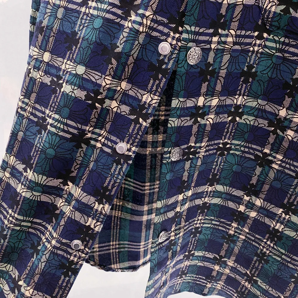 남성 크롬 체크 긴팔 셔츠 상세