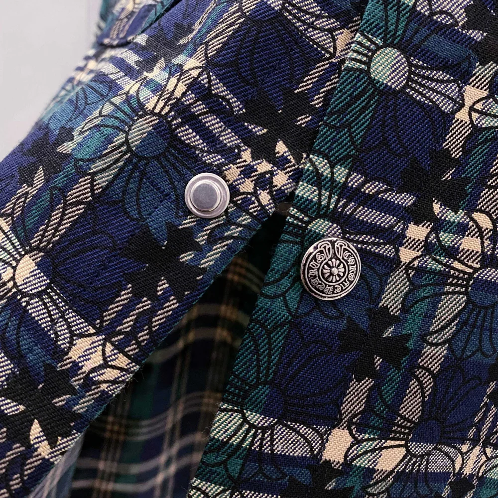 남성 크롬 체크 긴팔 셔츠 상세