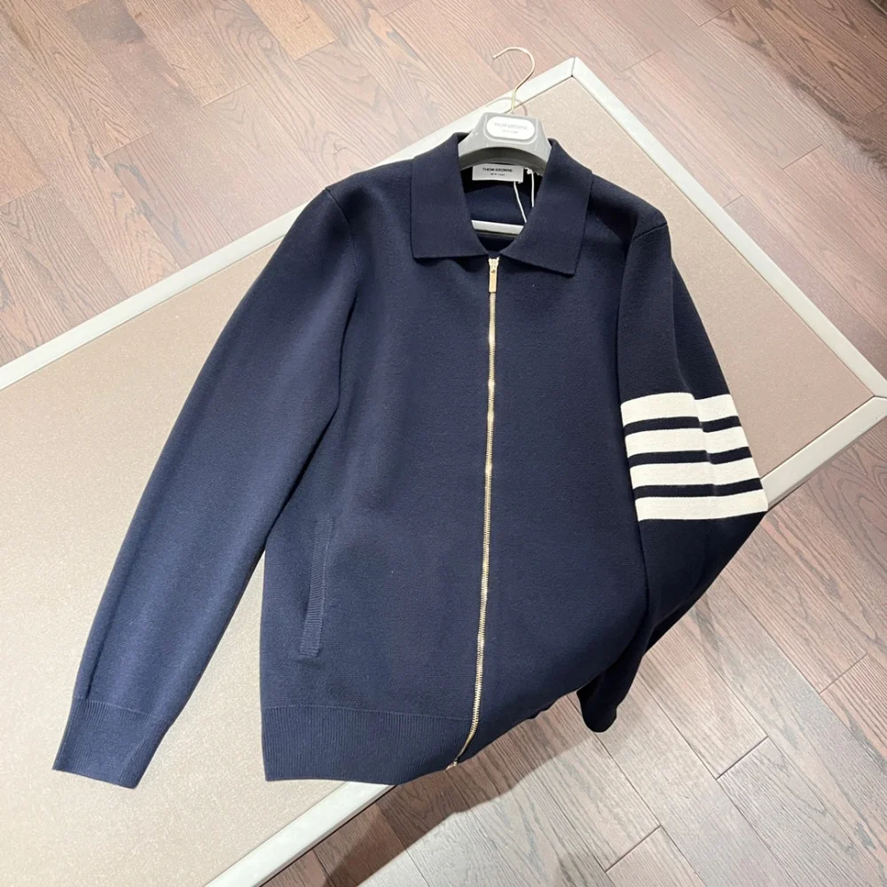 남성 톰브 4바 카라 니트 집업 가디건 재킷(3color) 상세