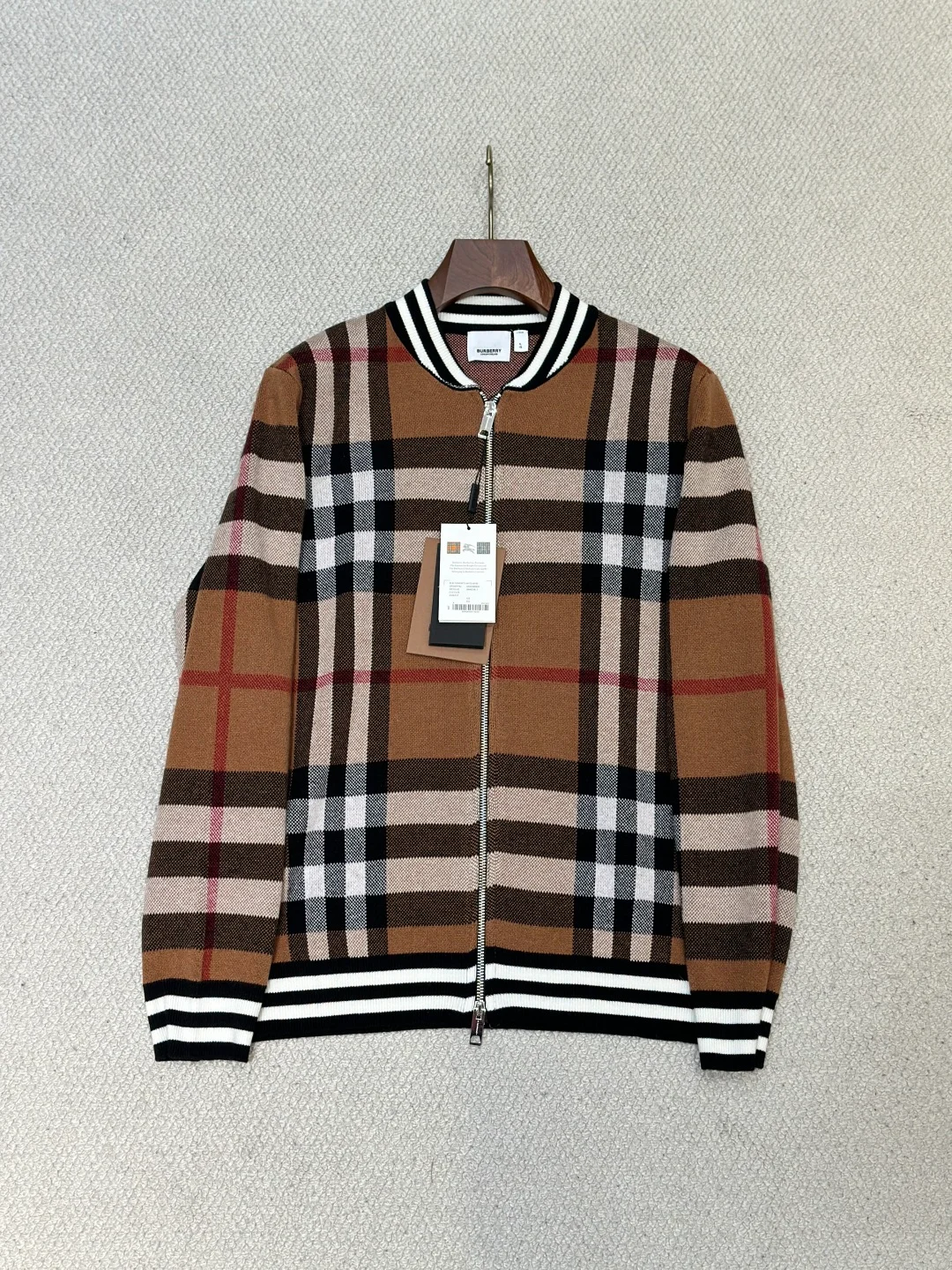 남성 클래식 체크 울 혼방 니트 가디건(2color) 상세