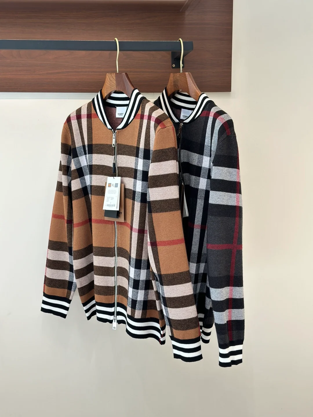 남성 클래식 체크 울 혼방 니트 가디건(2color)