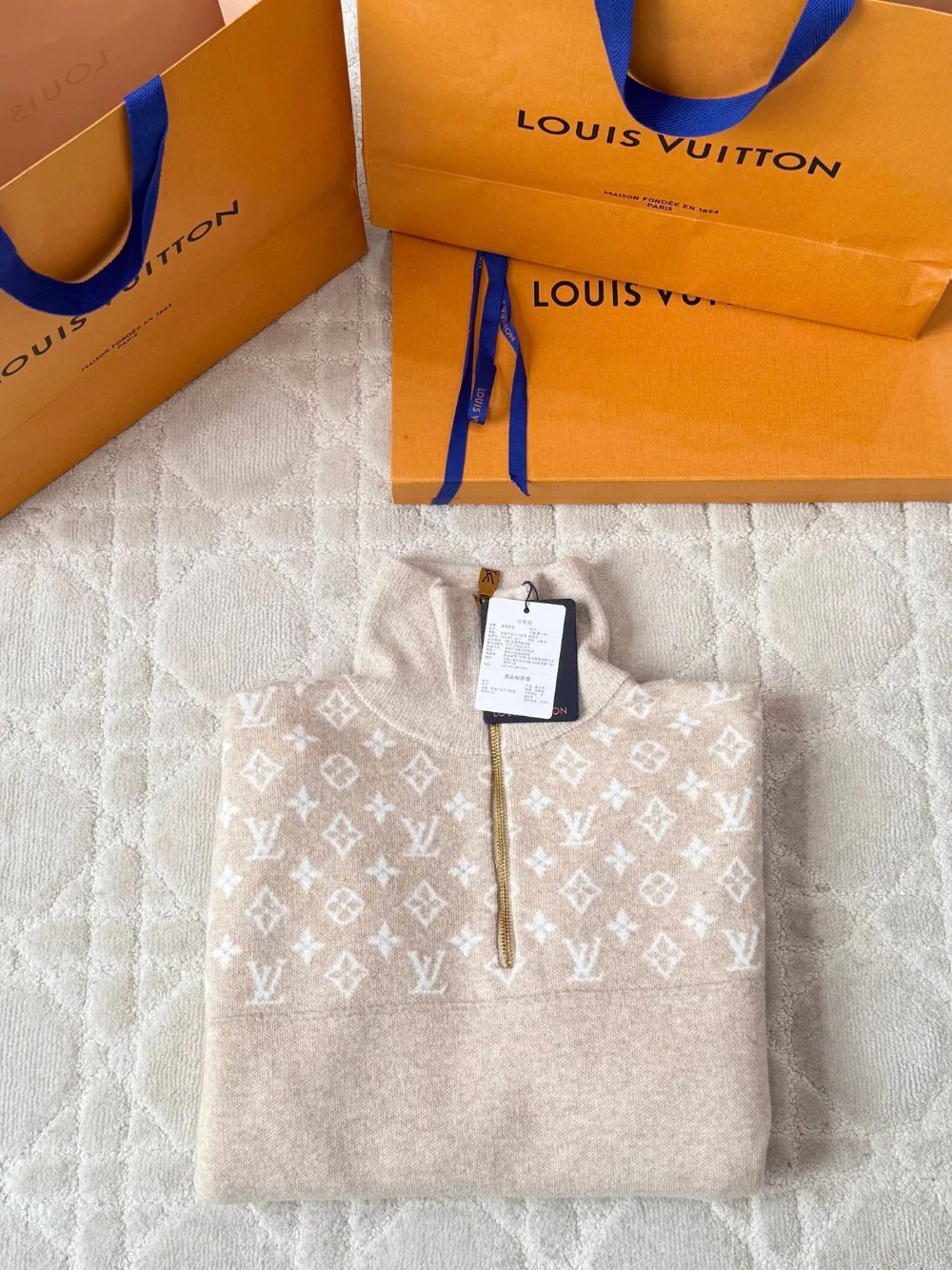 남성 LV 모노그램 하프집업 긴팔 니트 상세