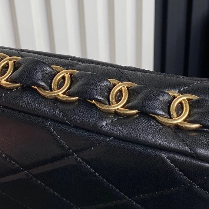 호보 핸드백 램스킨 골드 메탈 블랙 (17×24×5cm) 상세