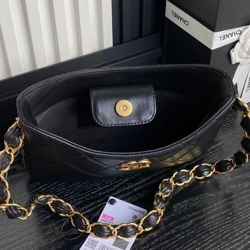 호보 핸드백 램스킨 골드 메탈 블랙 (17×24×5cm) 3