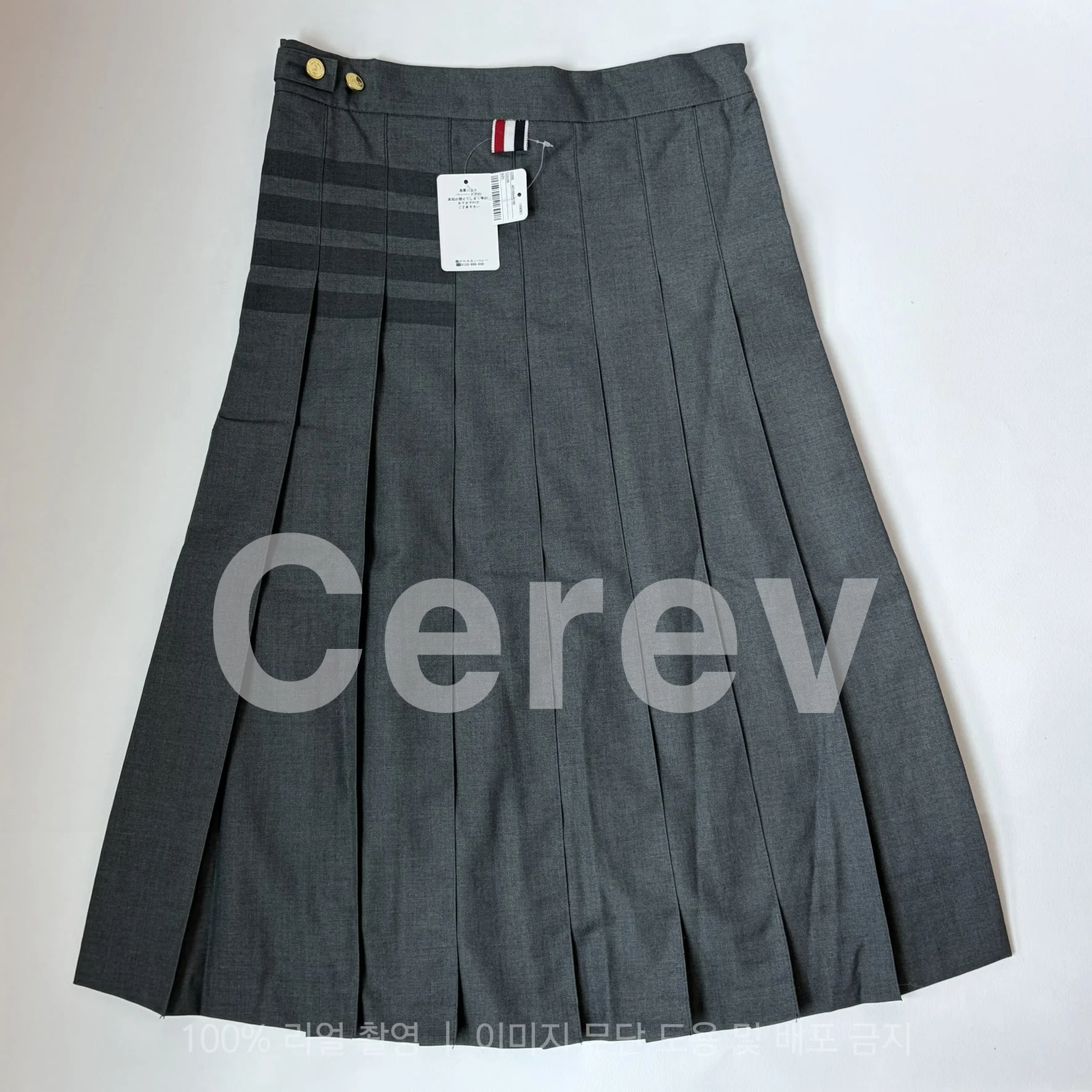 (당일배송) 트임 줄 롱 스커트 그레이 1 사이즈 상세