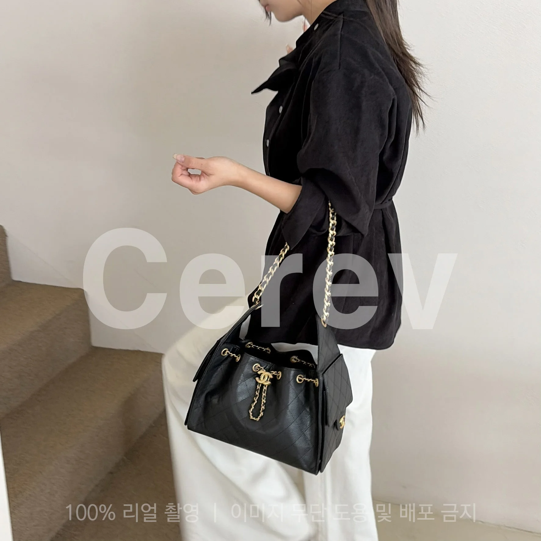 (당일배송) 25c 뉴 호보 블랙 캐비어 스몰 30cm 상세