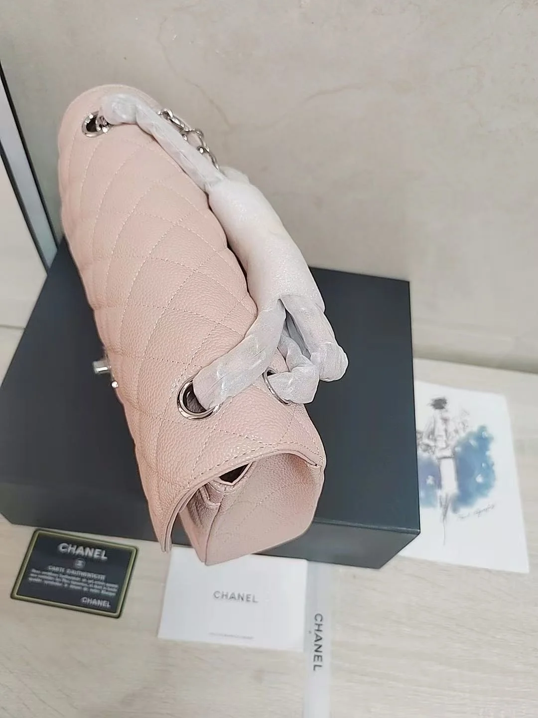 클래식 캐비어 핑크 은장 미디움 상세