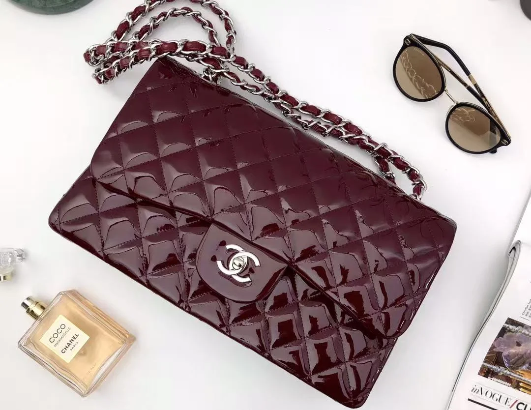 클래식백 페이던트 버건디 라지 (29*19*9cm)