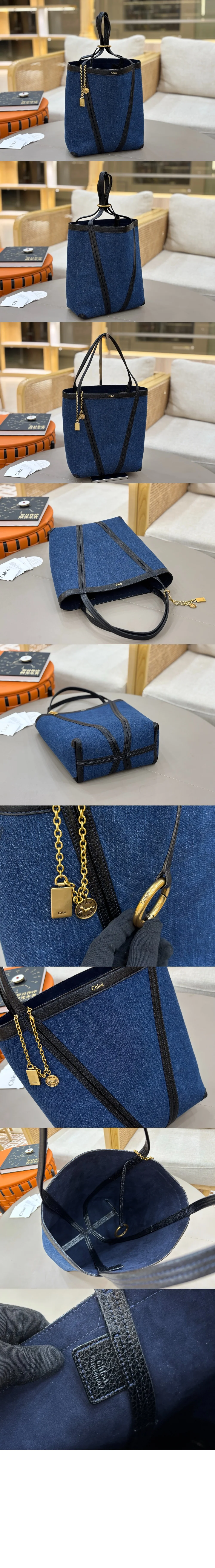 데님 Spin 토트백 (27cm X 30cm X 14cm) 상세