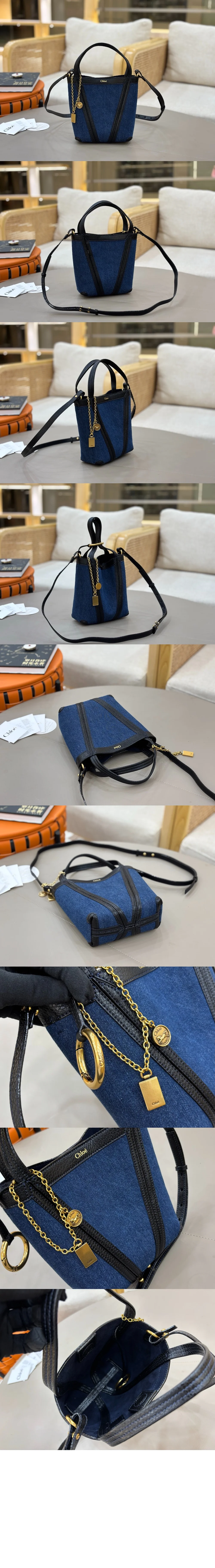 데님 Spin 스몰 토트백 (18cm X 19cm X 8cm) 상세