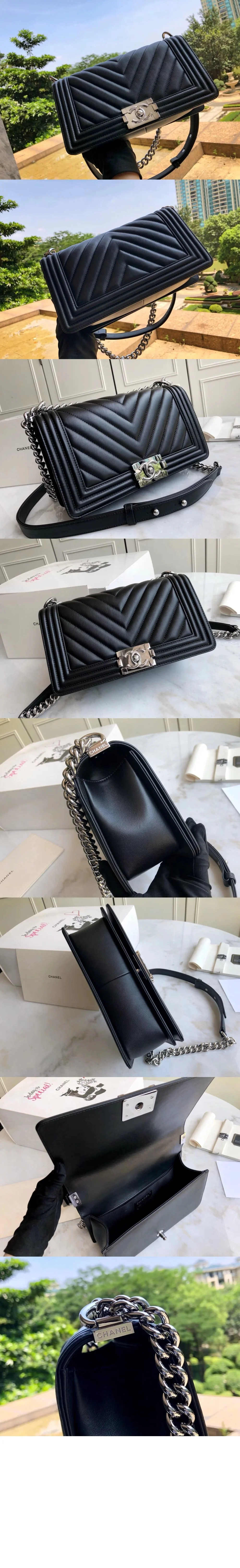 쉐브론 보이백 램스킨 미듐( 25cm X 15cm X 9cm) 상세