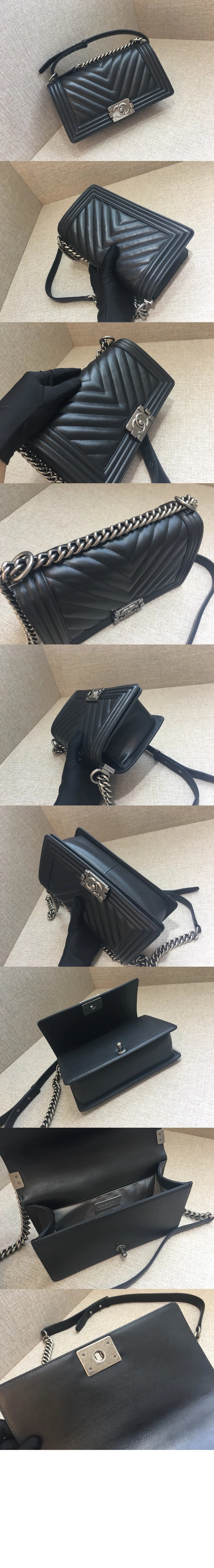 쉐브론 보이백 램스킨 미듐( 25cm X 15cm X 9cm) 상세