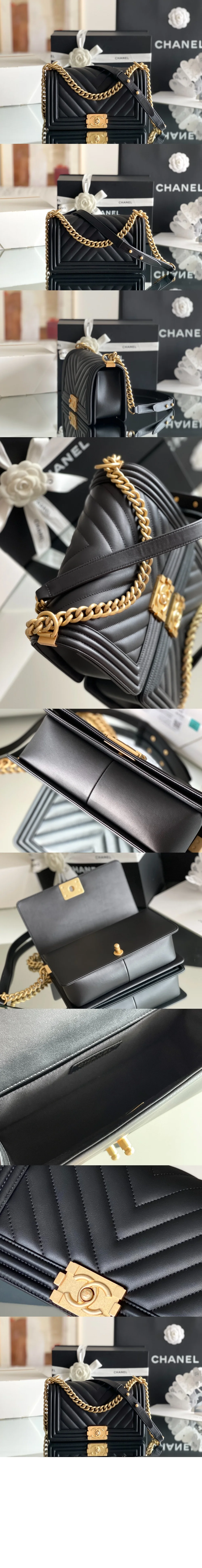 쉐브론 보이백 램스킨 미듐( 25cm X 15cm X 9cm) 상세