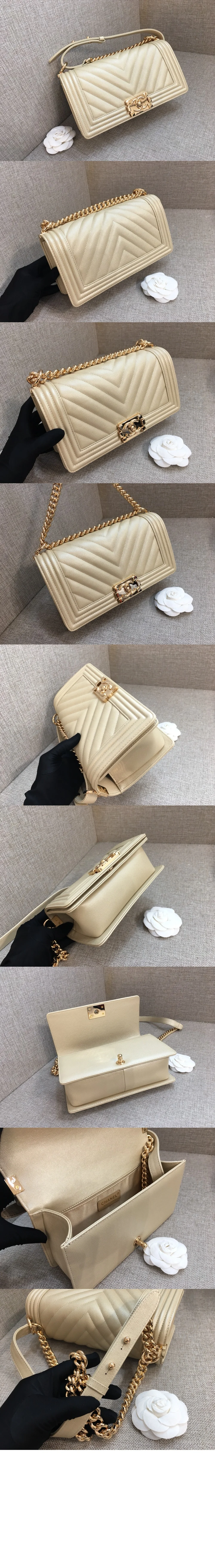 쉐브론 보이백 캐비어 미듐 상세