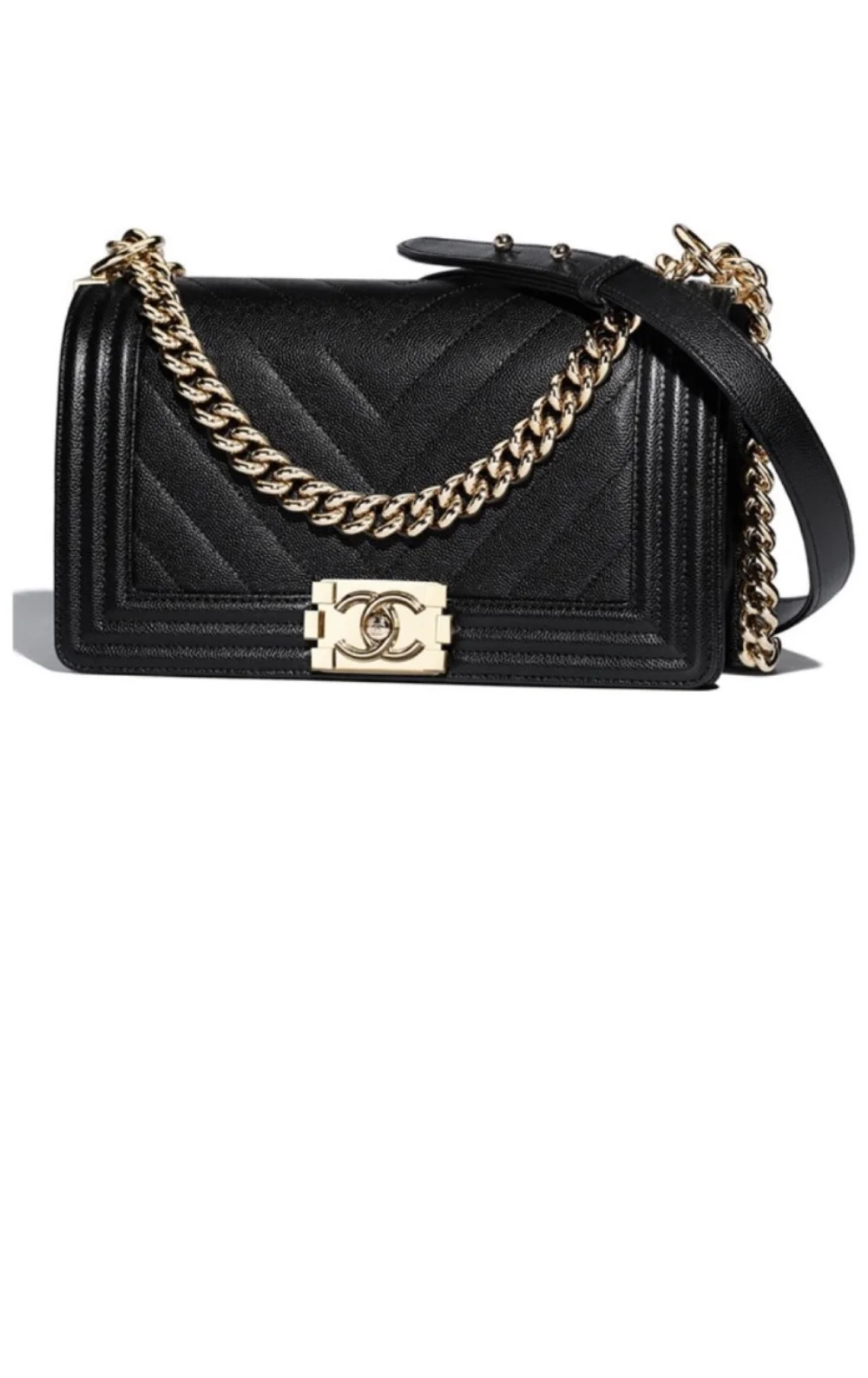 쉐브론 보이백 캐비어 미듐 (25cm X 15cm X 9cm) 상세