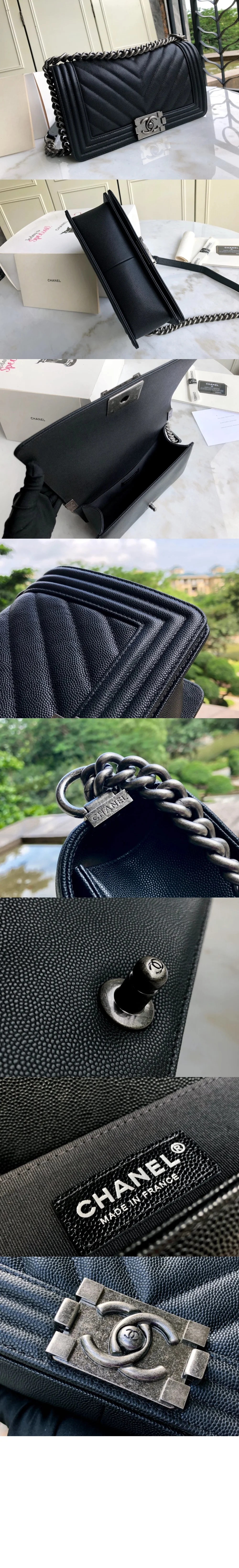 쉐브론 보이백 캐비어 미듐 (25cm X 15cm X 9cm) 상세