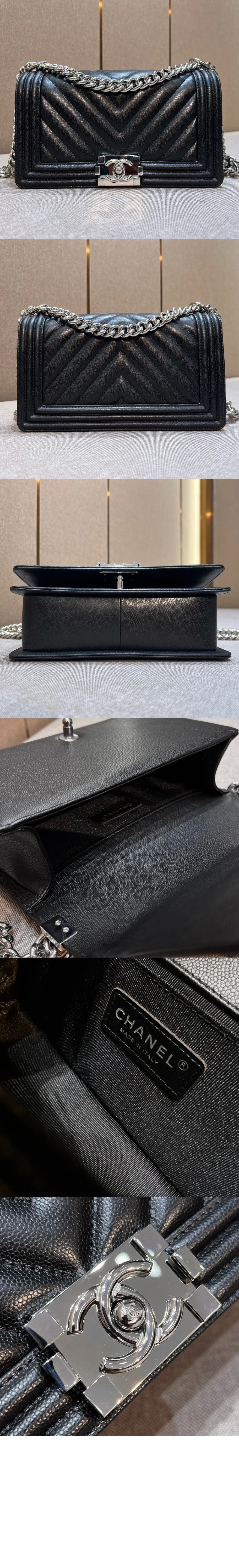 쉐브론 보이백 캐비어 미듐 (25cm X 15cm X 9cm) 상세