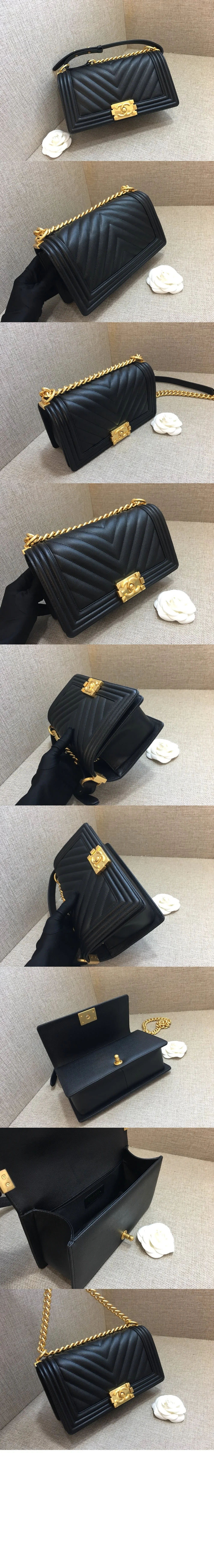 쉐브론 보이백 캐비어 미듐 (25cm X 15cm X 9cm) 상세