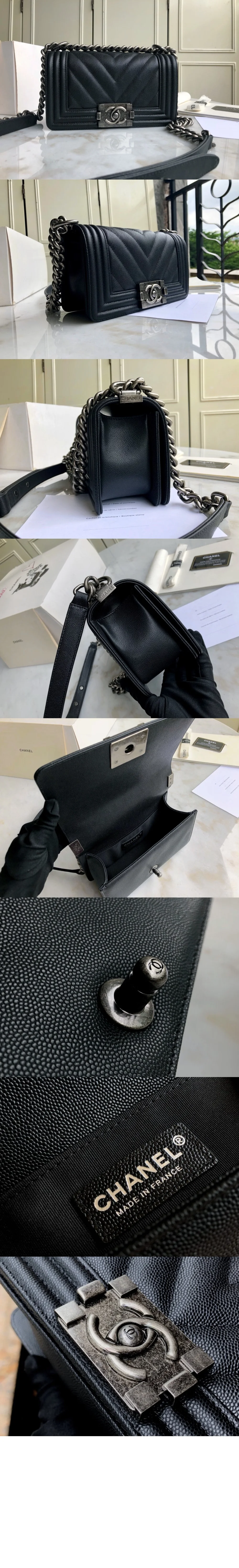 쉐브론 보이백 캐비어 스몰 (20.5cm X 12cm X 8.5cm) 상세