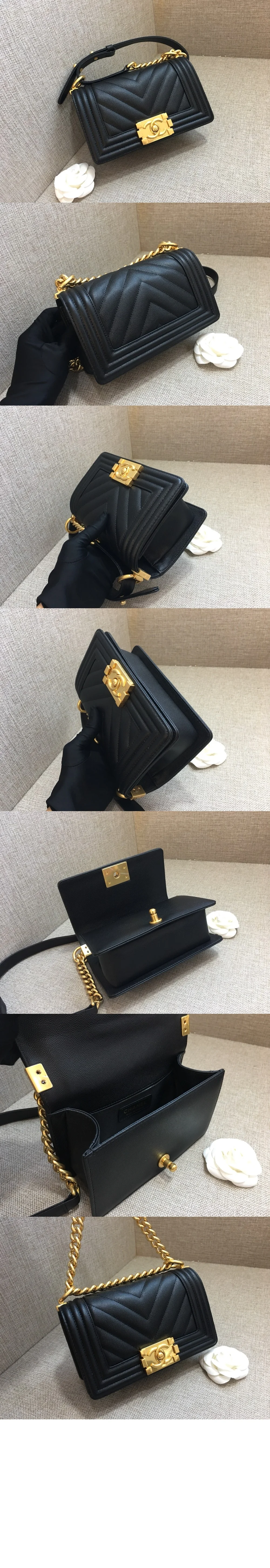 쉐브론 보이백 캐비어 스몰 (20.5cm X 12cm X 8.5cm) 상세